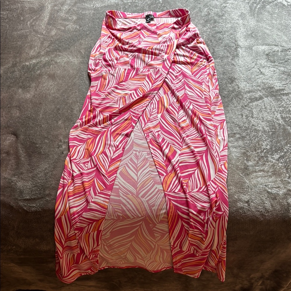 Windsor Pink Maxi Wrap Skirt with Asymmetrical Slit